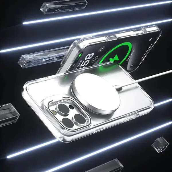 iPhone 16 Pro Max MagSafe Clear Case with Metal Kickstand, Camera Frame & Rings-12