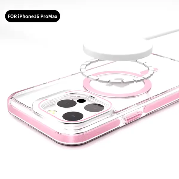 iPhone 16 Pro Max MagSafe Clear Case with Metal Kickstand, Camera Frame & Rings-2