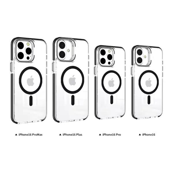 iPhone 16 Pro Max MagSafe Clear Case with Metal Kickstand, Camera Frame & Rings