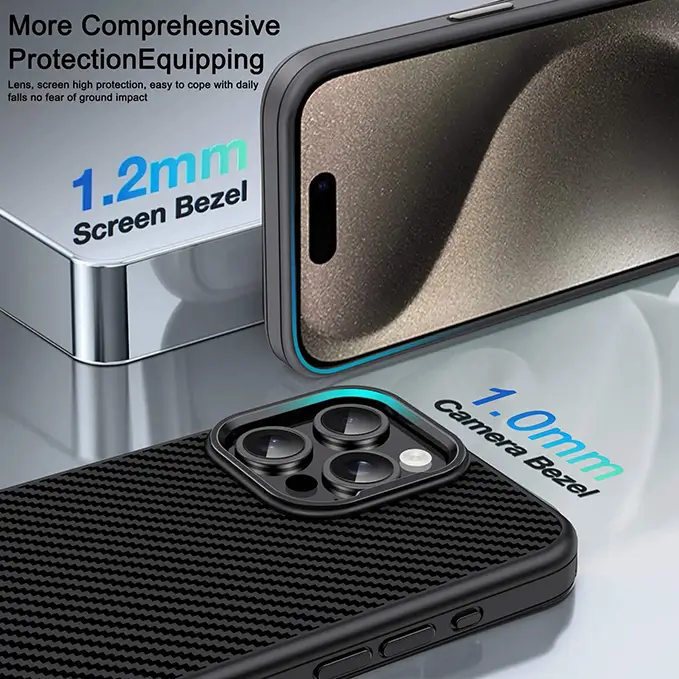Carbon Fiber MagSafe Case for iPhone 16 Pro Max with Metal Frame Camera Protection-6
